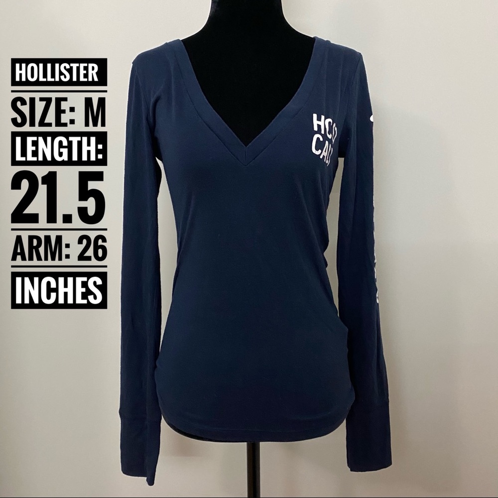 Heart shape neck dark blue Hollister printed